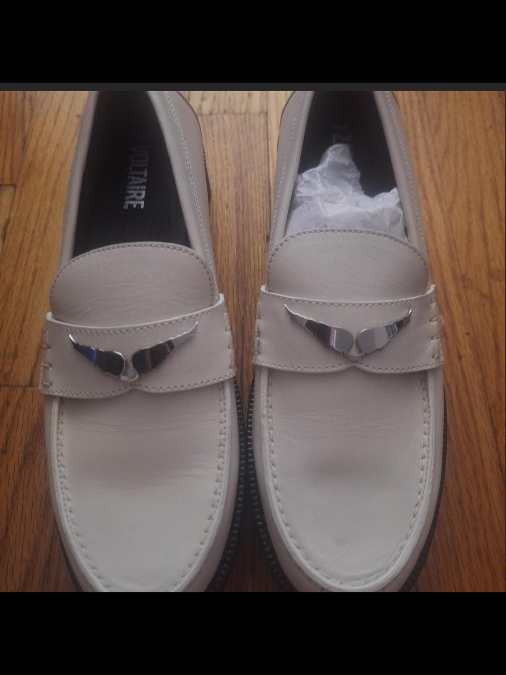 Women's Cream Leather Penny Loafers